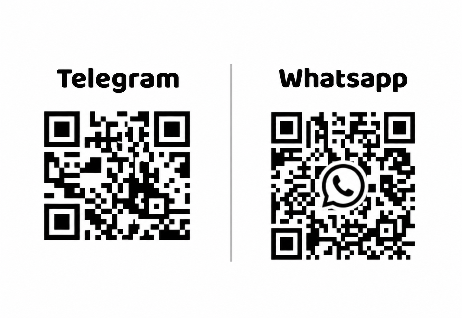 die QR Codes für unsere Telegram und Whatsapp Kanäle